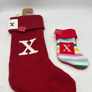 Wondershop Red Knit Stocking and Striped Sock Set